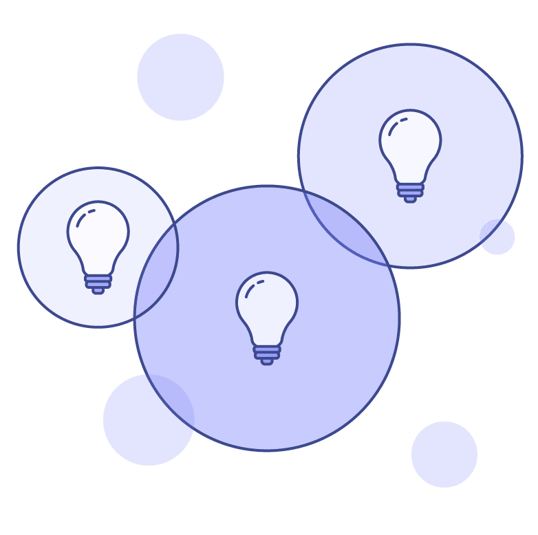 Several lightbulbs representing new ideas